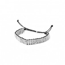 Silver Beaded Bracelet on Black Rope