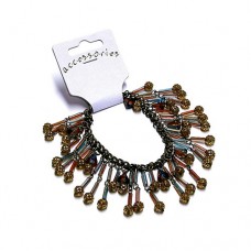 Brown and Blue Tone Beaded Charm Style Bracelet