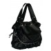 Large Black Faux Leather Shoulder Bag with Studs