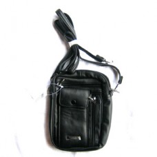 Black Leather Lorenz Messenger / Wrist Bag