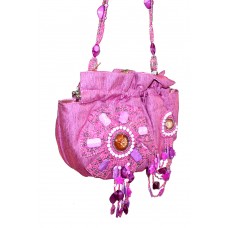 Pink and Purple Satin Evening Bag Handbag