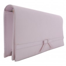 Light Pink Satin Covered Structured Box Evening Bag with Bow