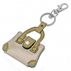 Gold Leather Handbag Charm with Opening Section