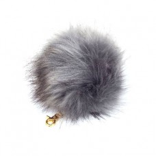 Grey Plush Faux Fur Handbag Charm