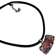 Black Velvet Choker with Red Diamante Pendant
